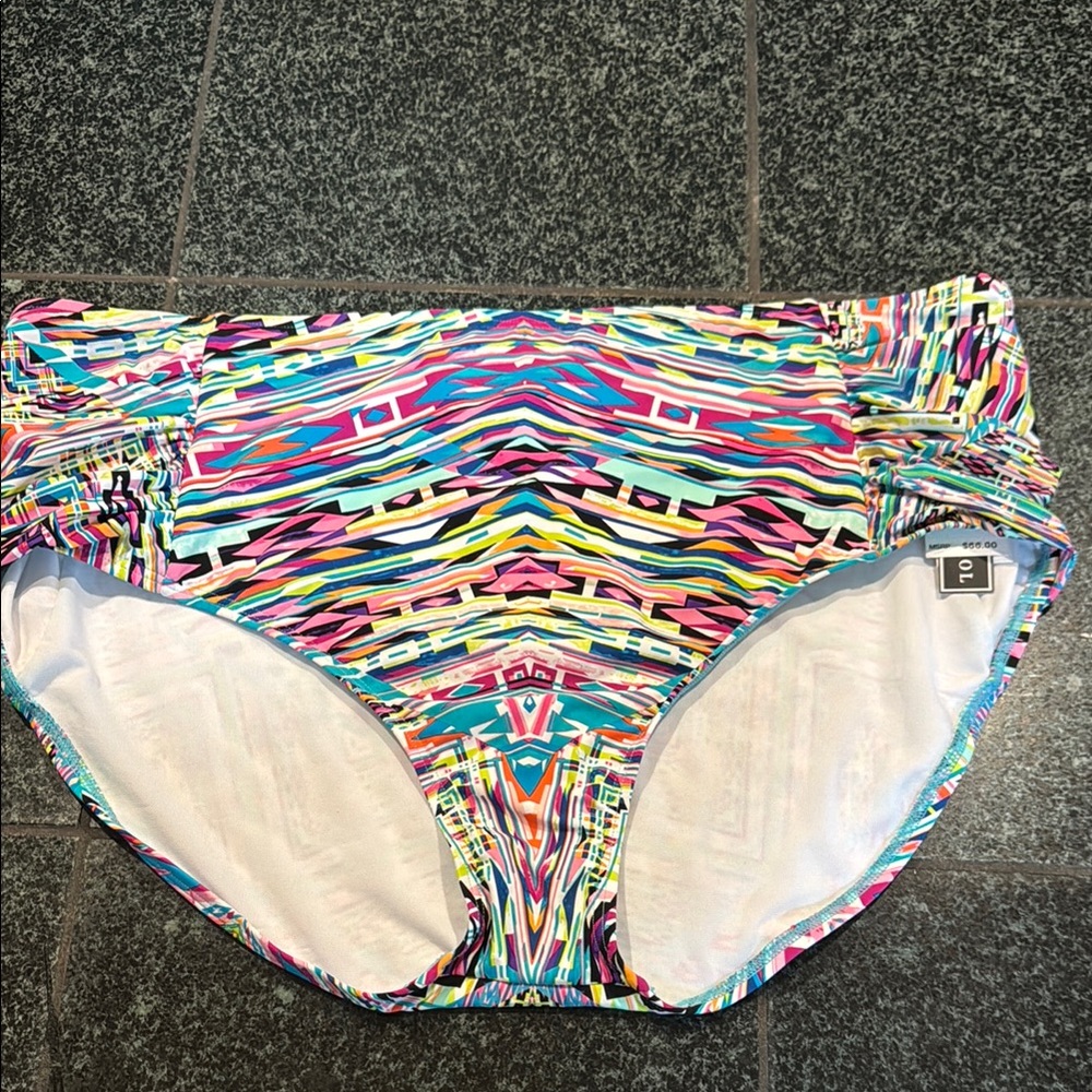 Kenneth Cole Reaction Multicolor Geometric Print Bikini Bottoms